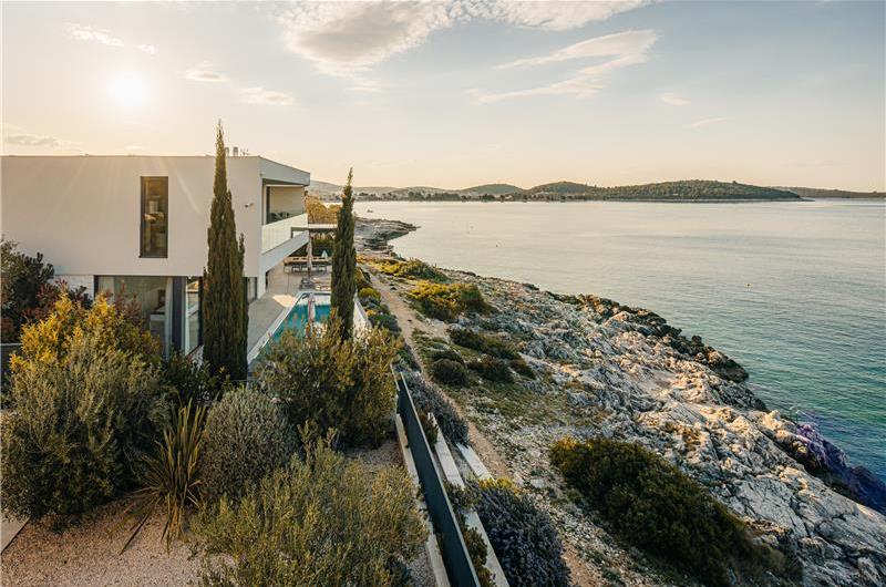 3 x 5 bedroom seafront villa with heated infinity pool near Rogoznica, sleeps 10