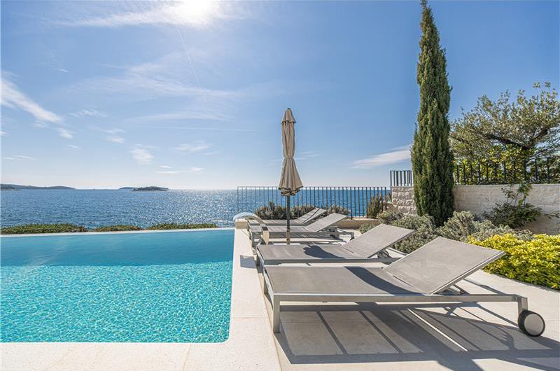 3 x 5 bedroom seafront villa with heated infinity pool near Rogoznica, sleeps 10