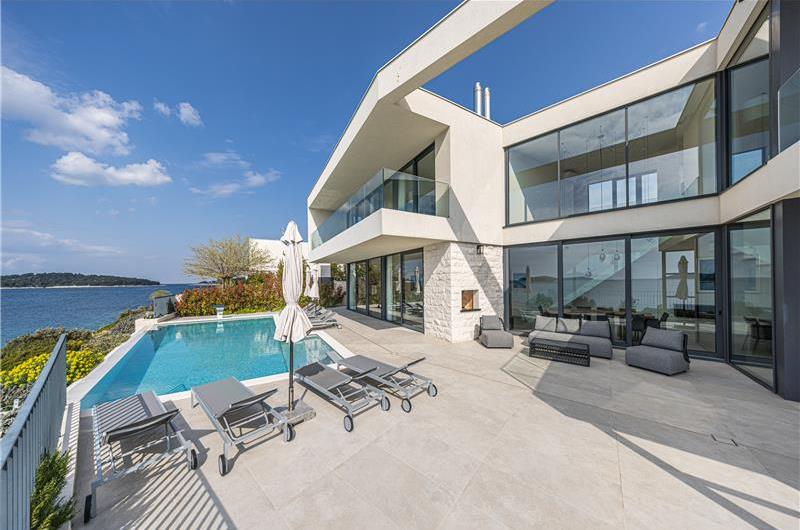 3 x 5 bedroom seafront villa with heated infinity pool near Rogoznica, sleeps 10