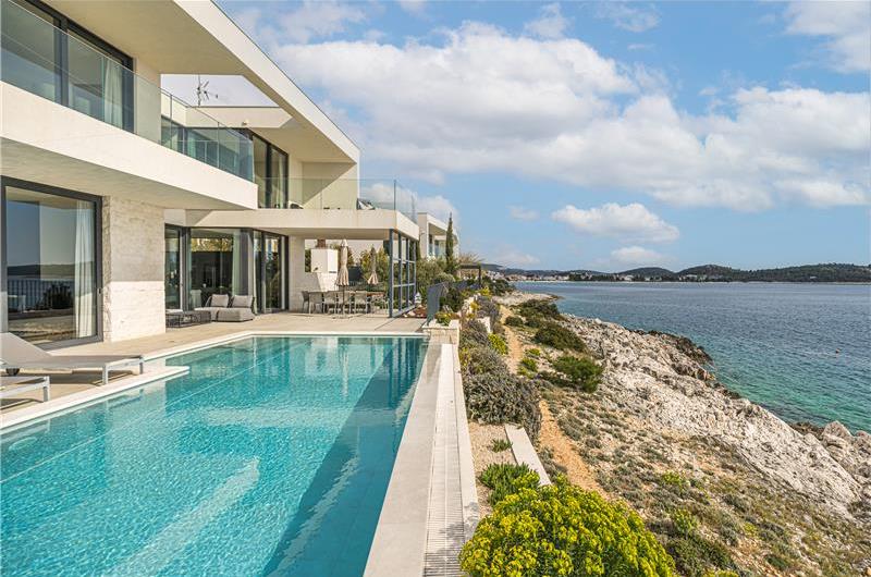 3 x 5 bedroom seafront villa with heated infinity pool near Rogoznica, sleeps 10