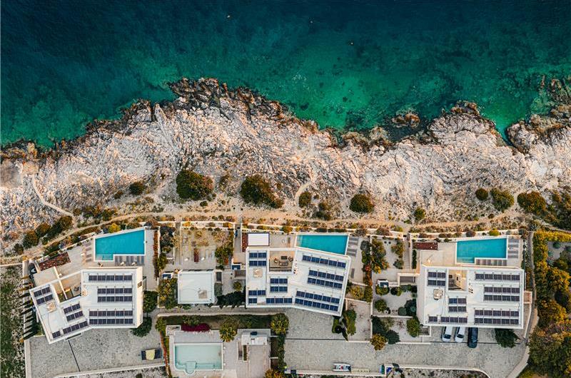 3 x 5 bedroom seafront villa with heated infinity pool near Rogoznica, sleeps 10