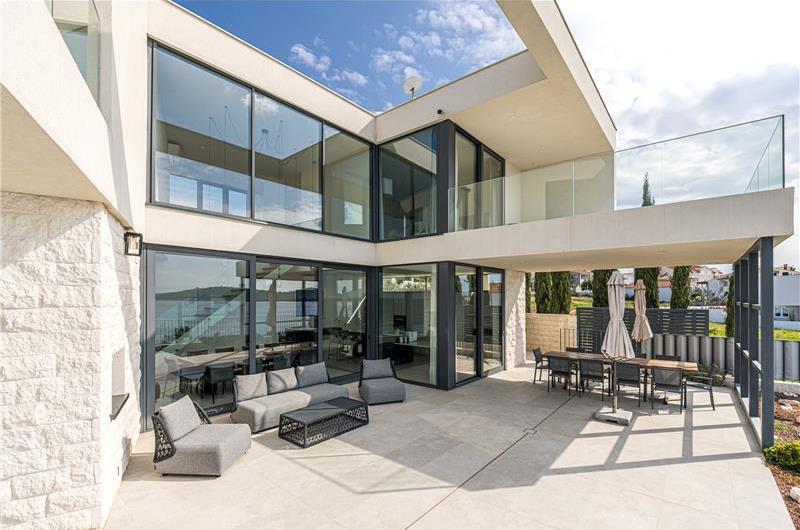3 x 5 bedroom seafront villa with heated infinity pool near Rogoznica, sleeps 10