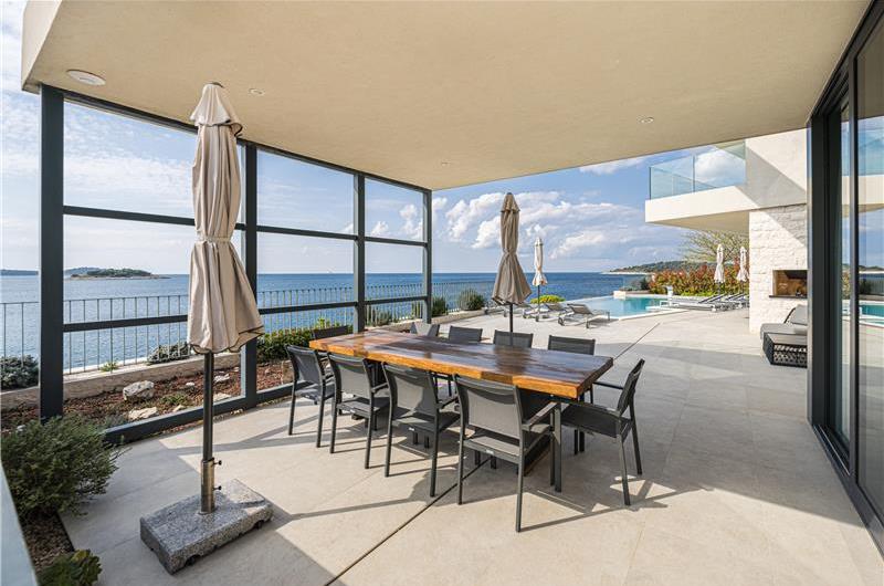 3 x 5 bedroom seafront villa with heated infinity pool near Rogoznica, sleeps 10