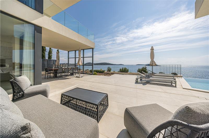 3 x 5 bedroom seafront villa with heated infinity pool near Rogoznica, sleeps 10