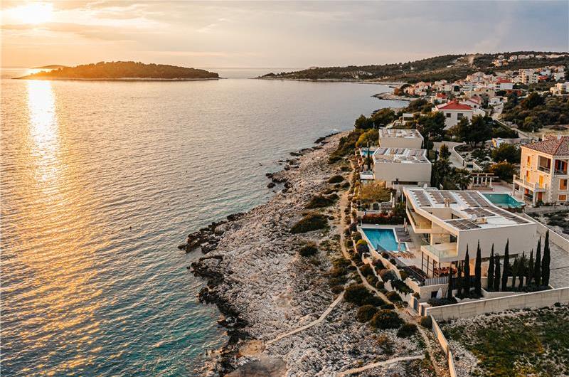 3 x 5 bedroom seafront villa with heated infinity pool near Rogoznica, sleeps 10
