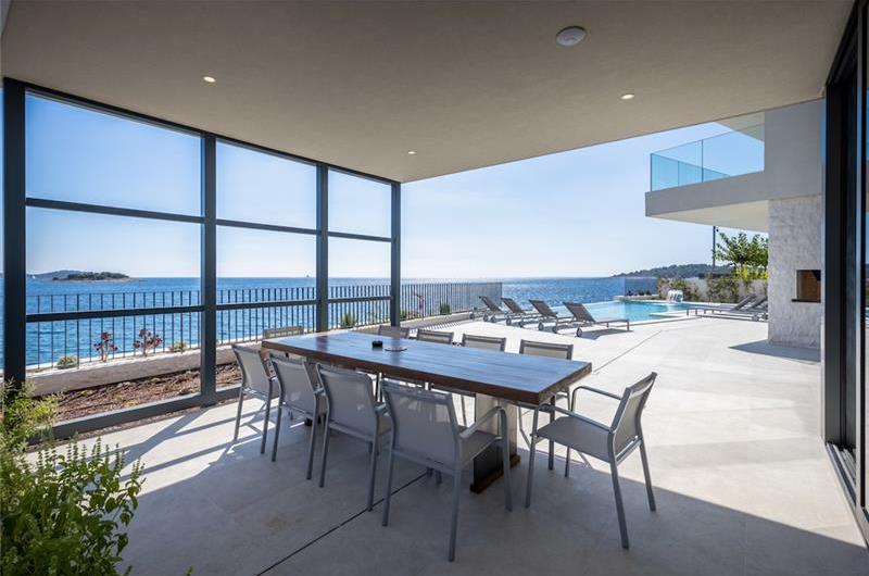 3 x 5 bedroom seafront villa with heated infinity pool near Rogoznica, sleeps 10