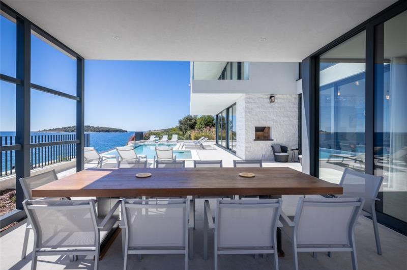 3 x 5 bedroom seafront villa with heated infinity pool near Rogoznica, sleeps 10