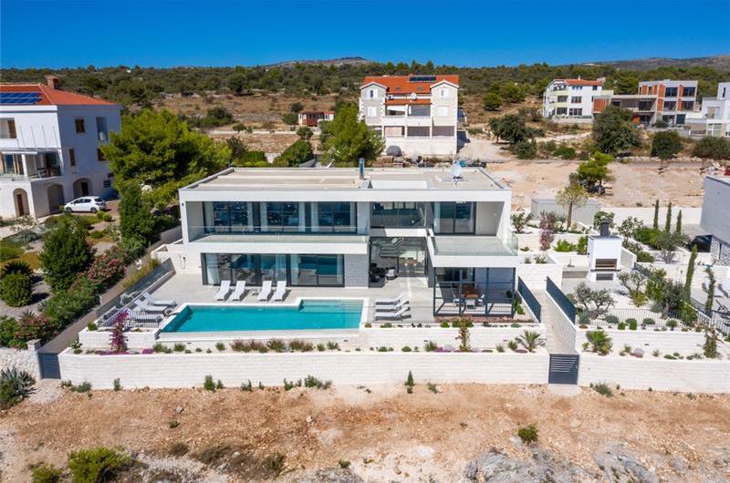 3 x 5 bedroom seafront villa with heated infinity pool near Rogoznica, sleeps 10