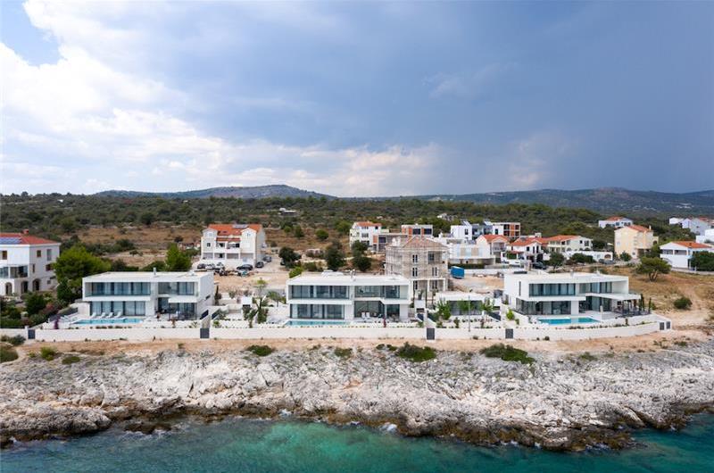3 x 5 bedroom seafront villa with heated infinity pool near Rogoznica, sleeps 10