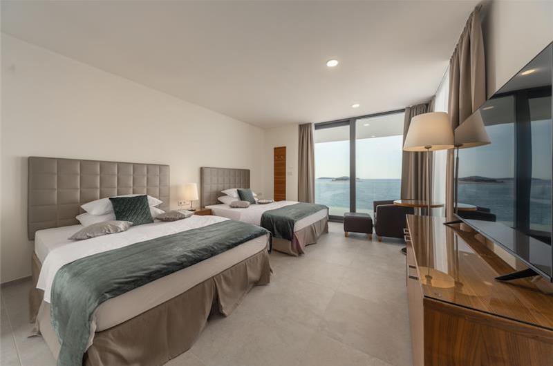 3 x 5 bedroom seafront villa with heated infinity pool near Rogoznica, sleeps 10