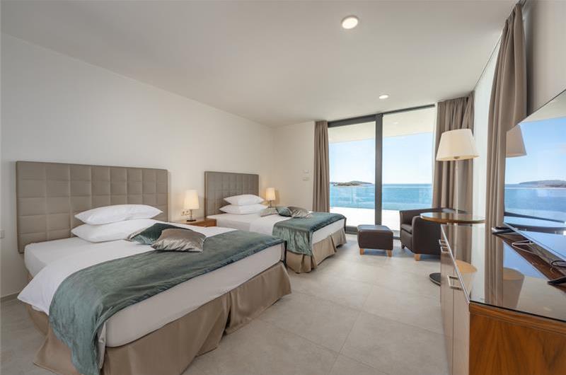 3 x 5 bedroom seafront villa with heated infinity pool near Rogoznica, sleeps 10