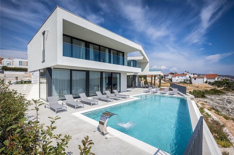 3 x 5 bedroom seafront villa with heated infinity pool near Rogoznica, sleeps 10