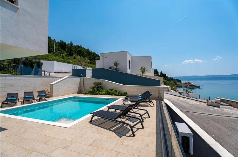 5 bedroom beachfront villa with heated pool near Omis, sleeps 9
